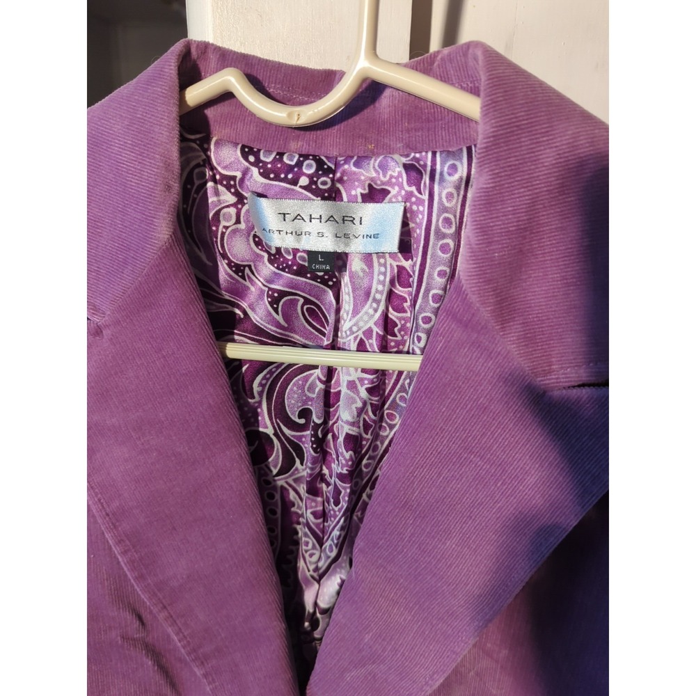 NWT Vintage Tahari Plum Purple Corduroy Blazer Stud Accents Size L Modern READ! - Picture 3 of 13